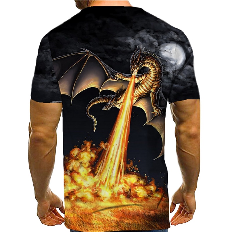 Men's Dragon Graphic Prints Shirt T Shirt Tee Short Sleeve T shirt 3D Print Round Neck Shirt Designer Casual Big and Tall Daily Holiday Black Summer Clothing Apparel S M L XL XXL 3XL2