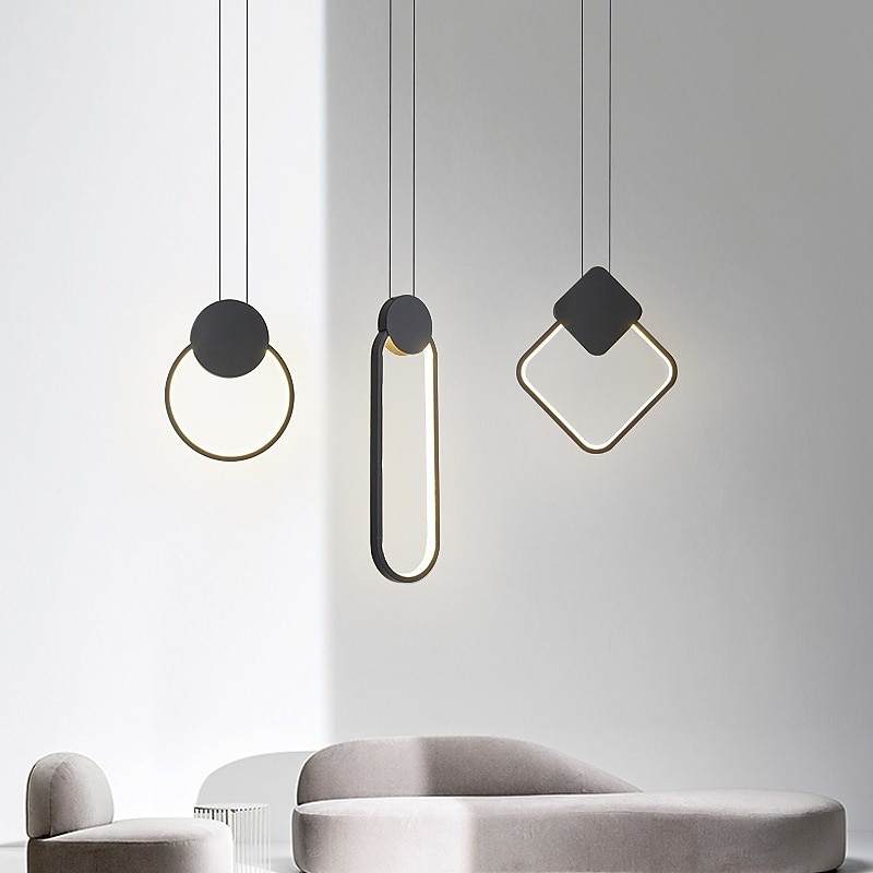 LED Pendant Light Island Light Modern Bedside Light Round Square Rectangle Metal Style Geometrical Minimalist Painted Finishes Contemporary 110-120V 220-240V