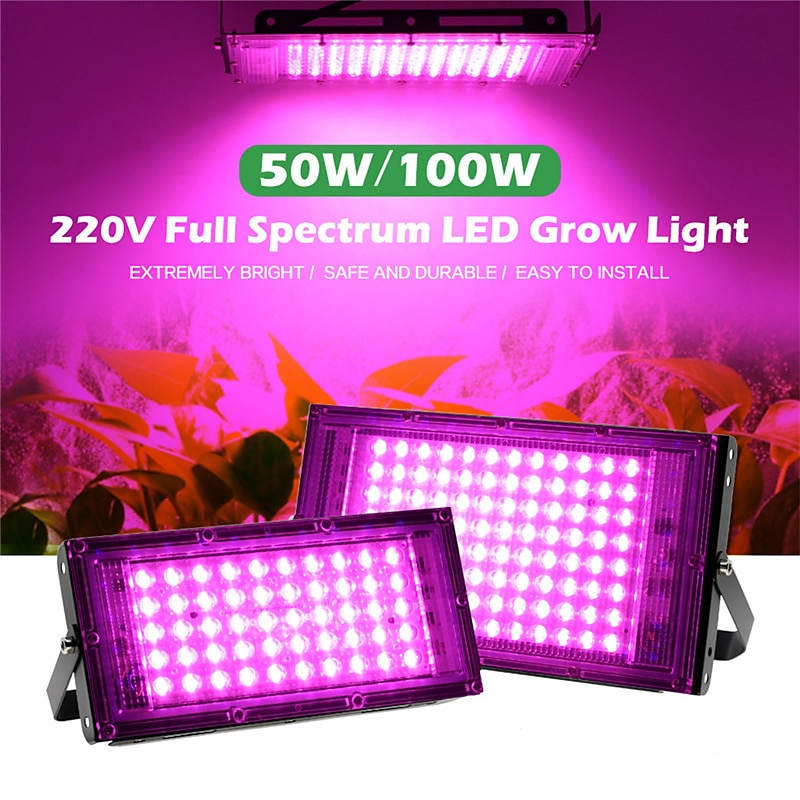 LED Grow Light 1pc AC220V 50W 100W LED Full Spectrum Phyto Lamp Greenhouse Hydroponic Plant Growth Lighting2