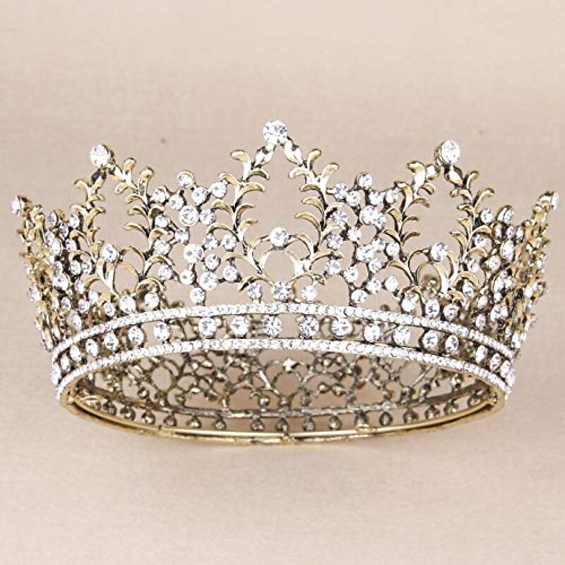 crowns for women, vofler queen tiara baroque vintage crystal rhinestone headband hair decor for lady girl bridal bride princess prom birthday pageant christmas halloween costume party - bronze