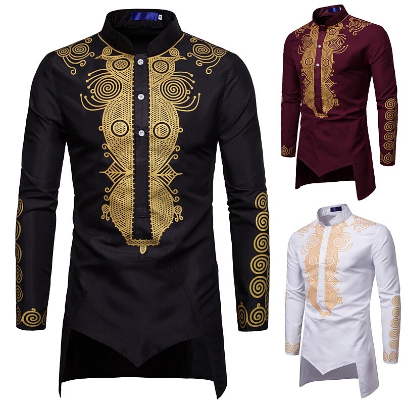 Men's Shirt Modern African Outfits African Print Dashiki Masquerade Adults Shirt Party