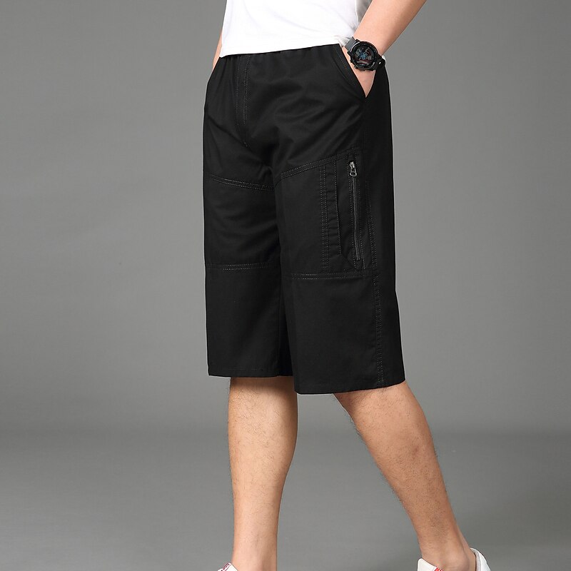 Men's Cargo Shorts Hiking Shorts Summer Outdoor Loose Fit Ripstop Skin Friendly Quick Dry Zipper Pocket Capri Pants Bottoms Below Knee Black Army Green Cotton Work Hunting Fishing XL XXL XXXL 4XL 5XL3