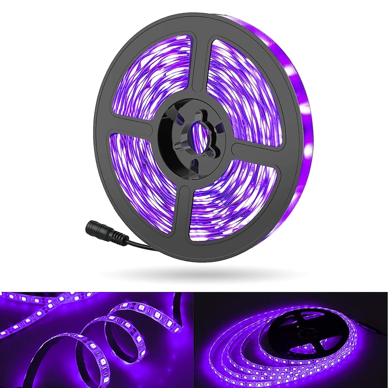 LED Strip Light 2X5M 32.8ft LED UV Black Light Strip Kit 600 Units UV Lamp Beads 12V Flexible Blacklight Fixtures 10m LED Ribbon Waterproof for Indoor Fluorescent Dance Party Stage Lighting Body Paint4