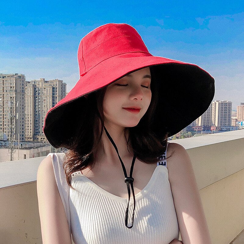 Sun Hat Hiking Hat Wide Brim Summer Outdoor Sunscreen Breathable Sweat wicking Hat 15cm double-sided khaki + beige 15cm double-sided red + beige 15cm double-sided red + black for Hunting Fishing Beach3