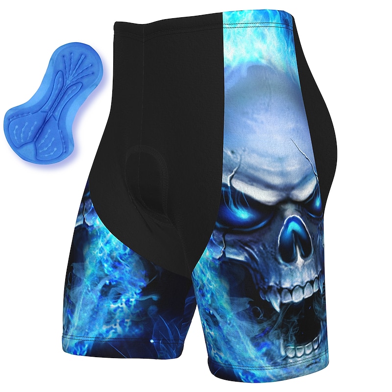 Men's Skull Sugar Skull Cycling Road Shorts Cycling Shorts Bike Shorts Bike Shorts Pants Mountain Bike MTB Road Bike Cycling Sports 3D Pad Cycling Quick Dry Reflective Strips Blue Spandex Clothing