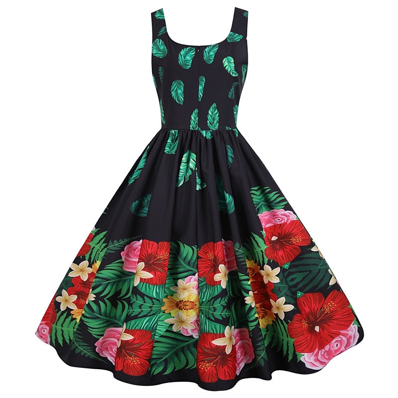 Retro Vintage 1950s Cocktail Dress A-Line Dress Floral Dress Flare Dress Fancy Dress Women's Carnival Masquerade Mexico's Independence Day Cinco de Mayo Fiesta Bachelorette Party Adults' Dress4