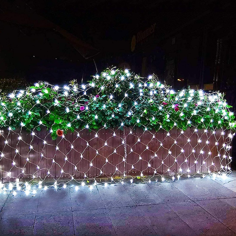 LED Net Lights Curtain String Lights 6Mx4M 672LEDs 3Mx2M 200LEDs 1.5Mx1.5M 96LEDs White Warm White Blue Multi Color for Room Party Décor Linkable 220V3