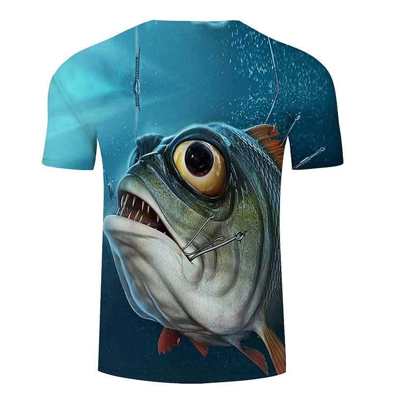 Men's Unisex Animal Graphic Prints Fish T Shirt Tee Funny T Shirts Short Sleeve T shirt 3D Print Crew Neck Shirt Designer Basic Big and Tall Casual Daily Holiday White Royal Blue Blue Clothing Apparel2