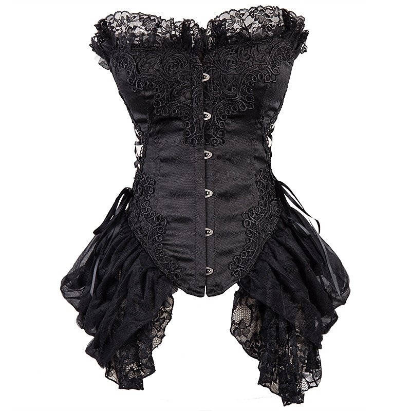 Vintage Rococo Punk & Gothic Overbust Corset Bustier Bodyshaper Pirate Lace Fancy Dress Women's Fantasy Halloween Carnival Valentine's Day Party / Evening Prom Adults' Bra Underwear All Seasons4
