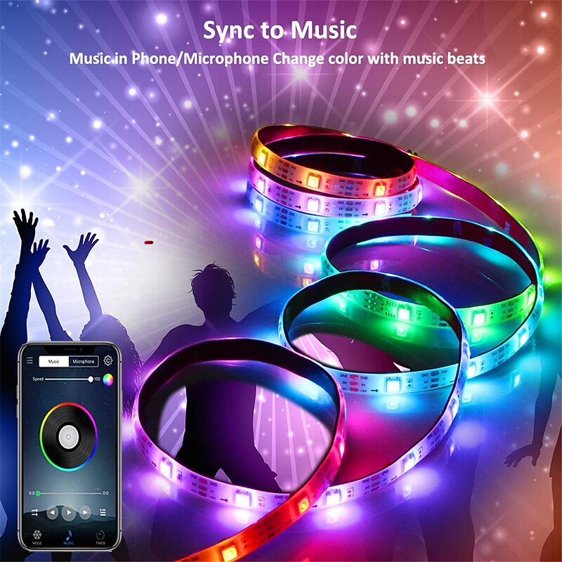 3m 9.8ft LED USB Strip Light TV Backlight RGB Color Changing Smart APP Bluetooth Control Music Sync SMD 5050 Home Party Holiday Décor3
