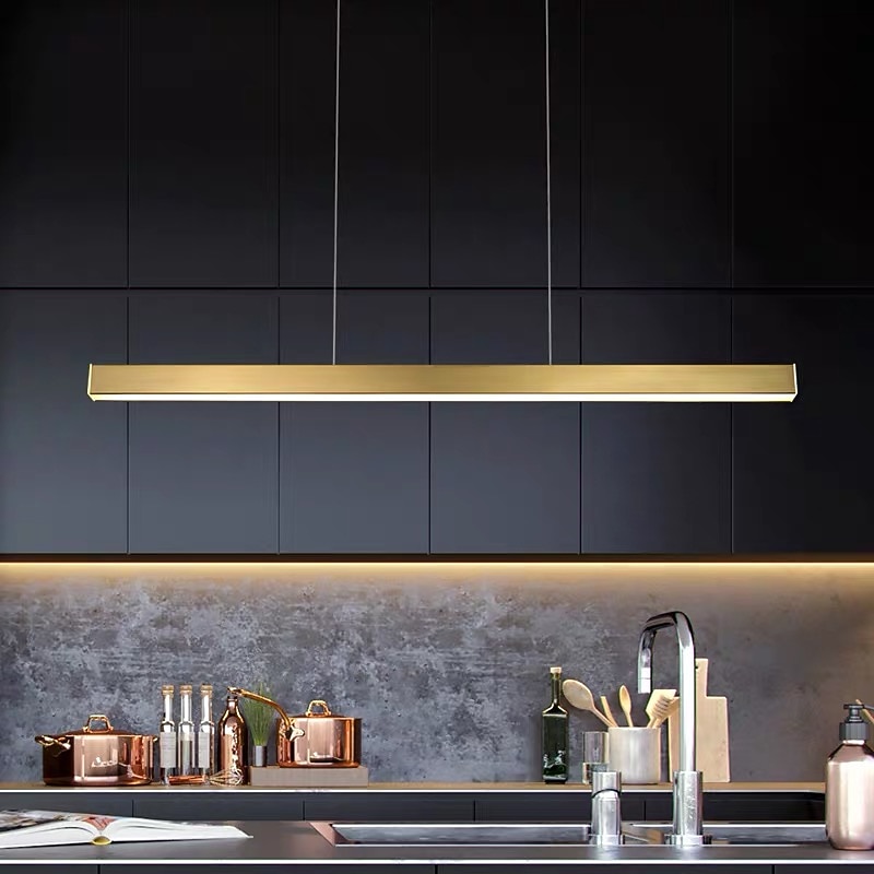 Kitchen Island Light Fixture 100 cm Pendant Lantern  Golden Finish Simply Modern Design110-240V