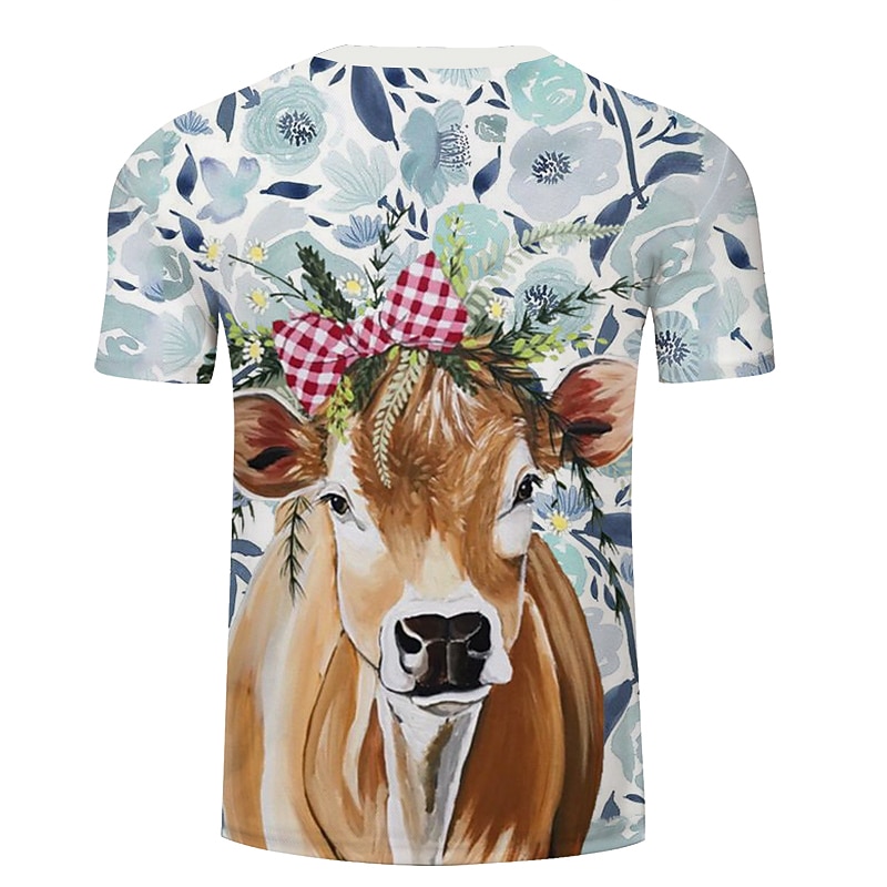 Men's Unisex Cow Graphic Prints T Shirt Tee Short Sleeve T shirt 3D Print Crew Neck Shirt Designer Basic Big and Tall Casual Daily Holiday Yellow Light Green Blue Clothing Apparel Plus Size S M L XL4
