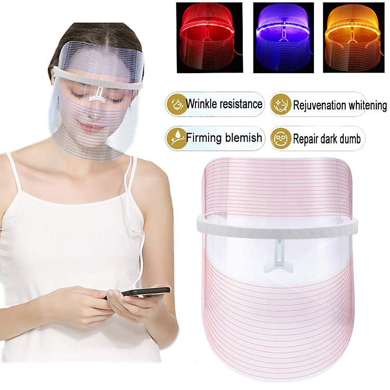 3 Colors Led Facial Mask Led Korean Photon Therapy Face Mask Machine Light Therapy Acne Mask Neck Beauty Led Mask3