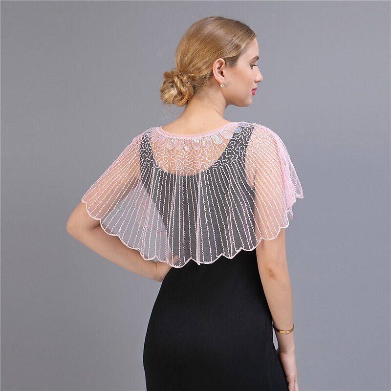 Vintage 1920s The Great Gatsby Party Costume Masquerade Shawls The Great Gatsby Wedding Guest Sequins Beads Sequin Fancy Dress Women's Wedding Party Wedding Guest Adults' Shawl Spring & Summer4
