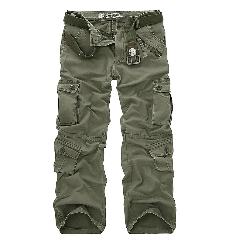 Men's Cargo Pants Cargo Trousers Trousers Tactical Work Pants Multi Pocket Plain Breathable Lightweight Full Length Daily Streetwear Cotton Trousers Athletic ArmyGreen Black Micro-elastic3