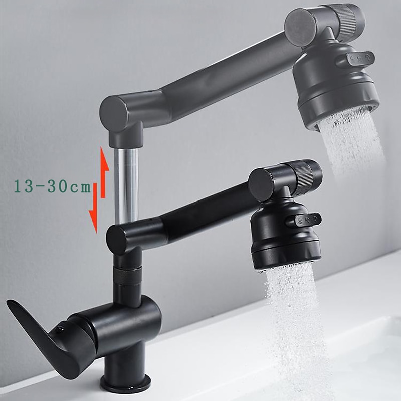 Bathroom Sink Faucet,Brass 360 Degree Rotating Liftable 3-Type Outlet Multi-Function Single Handle One Hole Bath Taps（Matte Black/Chrome）4