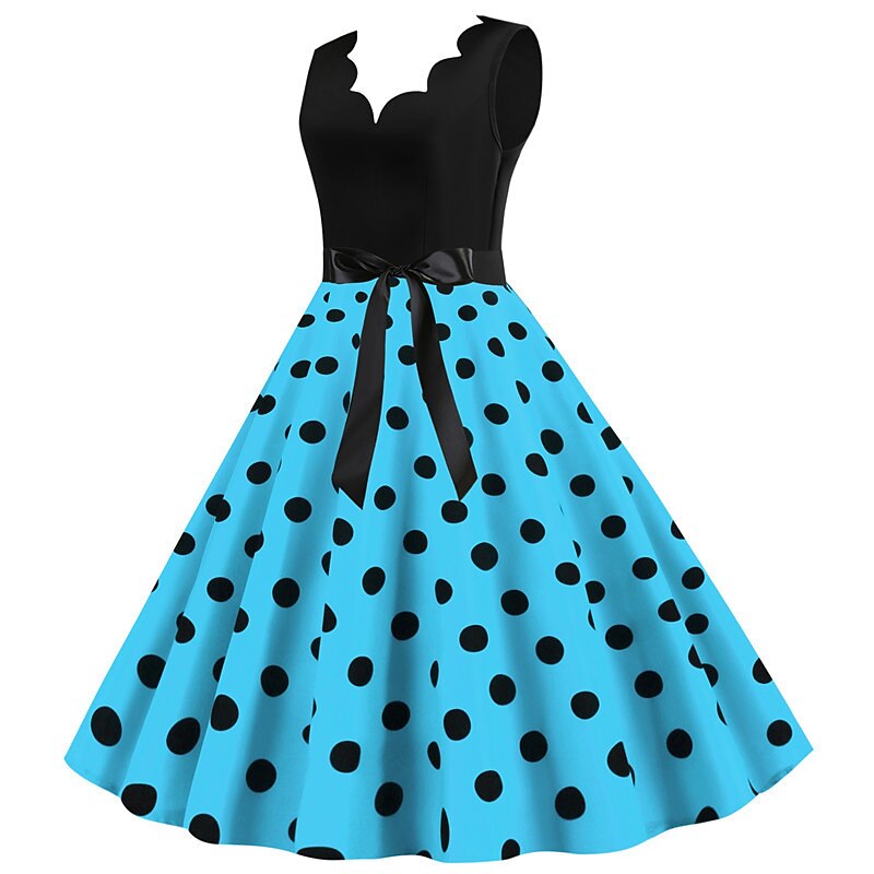 Polka Dots 1950s Grease Outfits Cocktail Dress Knee Length Dress Rockabilly Flare Dress Polka Dot V Neck Fancy Dress Women's Christmas Halloween Carnival Homecoming Prom Adults' Dress Homecoming2