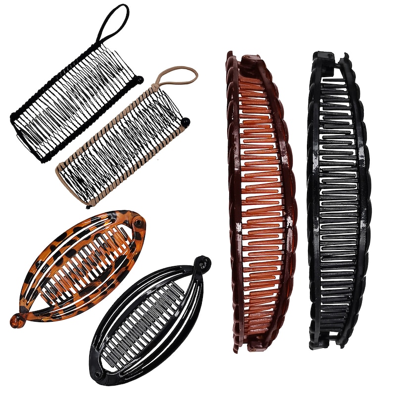 4 Pcs Banana Hair Clips Vintage Clincher Combs Tool For Thick Curly Hair Accessories Fish Shape Ponytail Holer Claws Grips Clamp Clip Claws Set For Women4