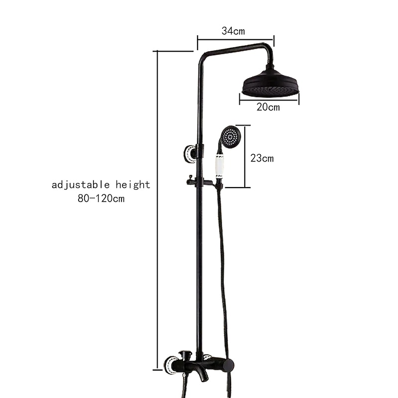 Shower Faucet,Shower System Set,Brass Rainfall Antique Oil-rubbed Bronze Shower System Ceramic Valve Two Handles Three Holes Bath Shower Mixer Taps with Hot and Cold Switch3