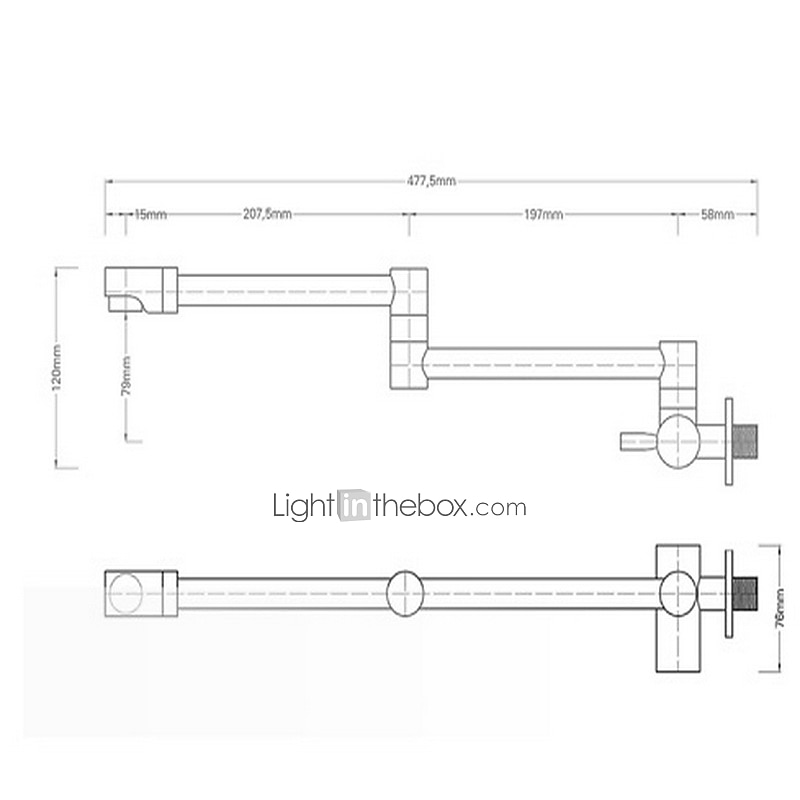 Brass Kitchen Faucet,Silvery Wall Mounted Rotatable Foldable Single Handle One Hole Bath Taps with Cold Water Only4