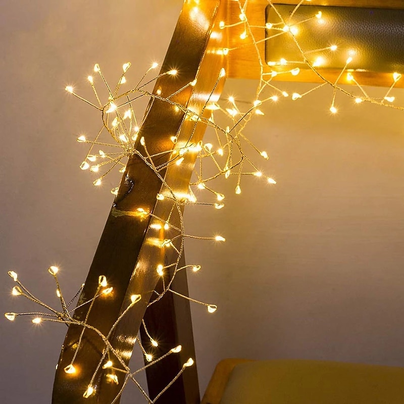 String Lights 3M 6M USB Remote Control Copper Wire LED Firecracker String Lights 100LEDs 200LEDs Firecracker Fairy Light For Christmas Wedding Holiday Party Home Decoration3