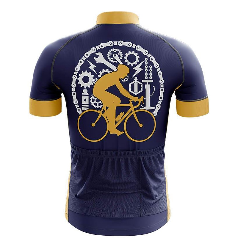 Men's Cycling Jersey Graphic Letter & Number Funny Short Sleeve Bike Jersey Top with 3 Rear Pockets Mountain Bike MTB Road Bike Cycling Quick Dry Soft Reflective Strips Back Pocket Sports Black White3