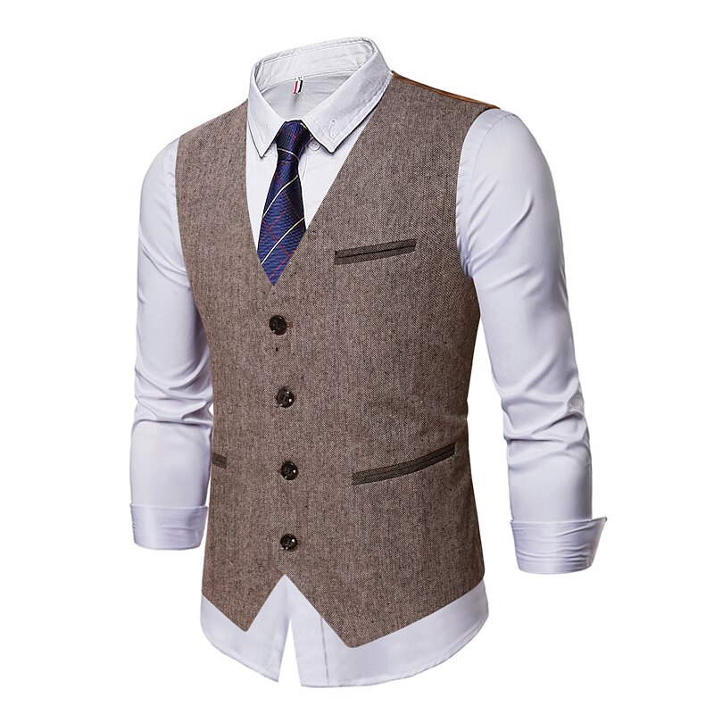 Men's Vest Waistcoat Gentleman Kingsman Retro Vintage Roaring 20s 1920s Costume Vintage Cosplay Party / Evening Sleeveless Masquerade3