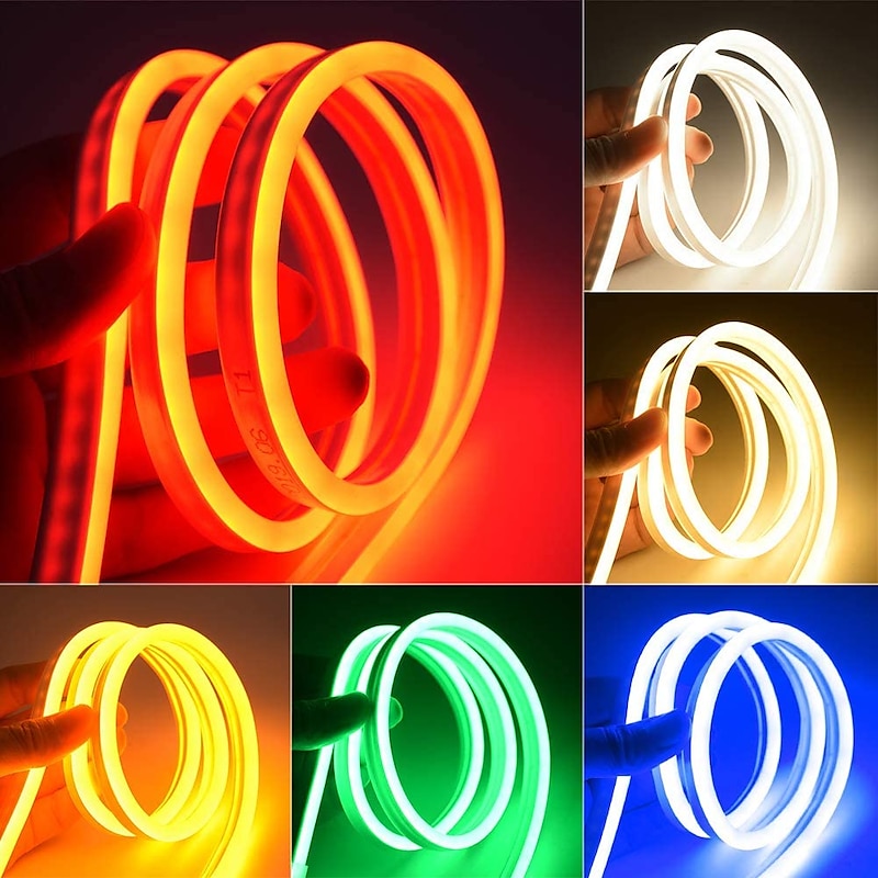 Waterproof LED Neon Tube Light, Flexible Strip Lights Single Color for Indoor Outdoor Decorative,  20M 15M 10M 5M 3M 2M 1M SMD 2835 AC 120V-240V
