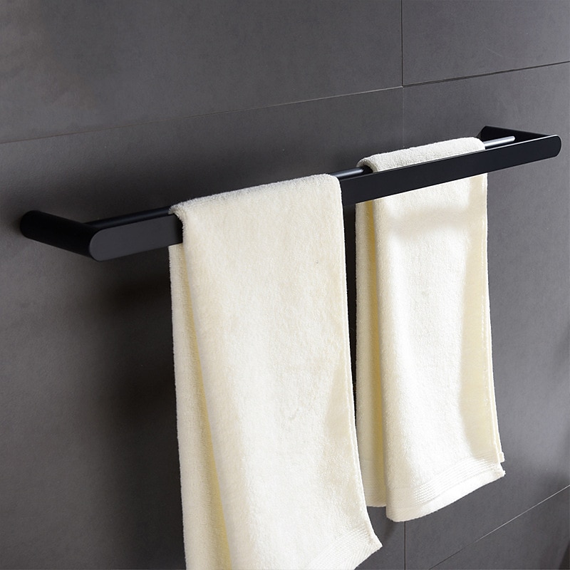 Multifuntion Towel Bar New Design Stainless Steel 2-tower Bar Wall Mounted for Bathroom Black 1pc