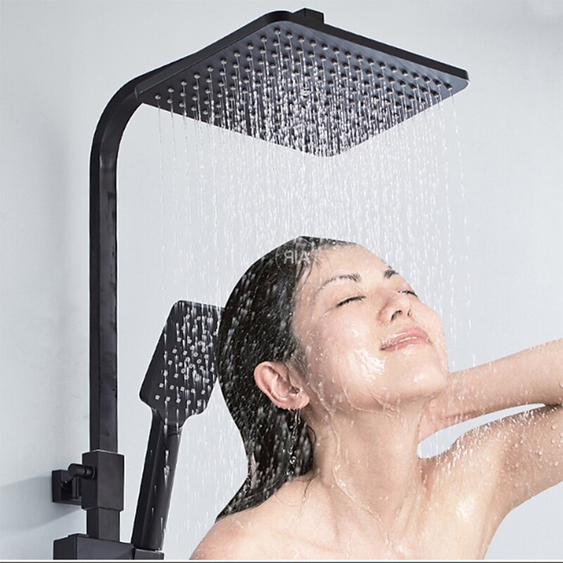 Shower Faucet / Shower System / Rainfall Shower Head System Set - Handshower Included LED Rainfall Shower Contemporary Electroplated / Painted Finishes Mount Outside Ceramic Valve Bath Shower Mixer2