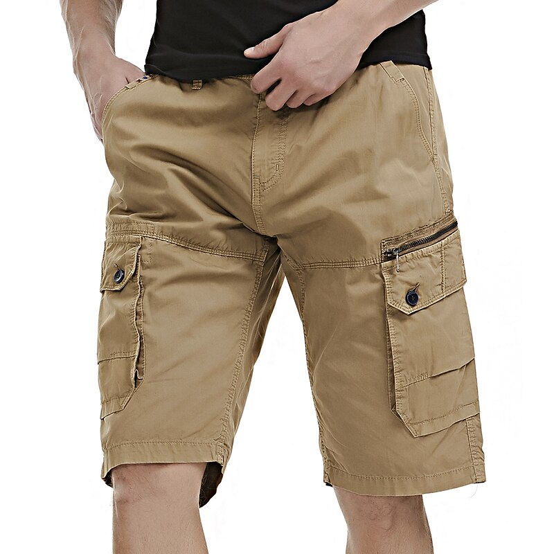 Men's Cargo Shorts Hiking Shorts Tactical Shorts Military Summer Outdoor Relaxed Fit 10" Ripstop Skin Friendly Quick Dry Multi Pockets Shorts Bottoms Knee Length Zipper Pocket Lake blue Black Cotton3