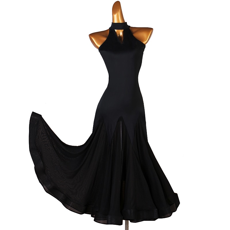 Ballroom Dance Dress Splicing Women's Training Sleeveless Chinlon Chiffon