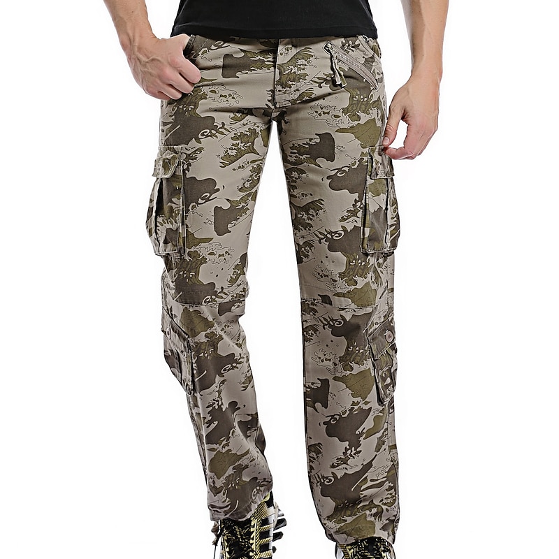 Men's Cargo Pants Hiking Pants Trousers Tactical Pants Military Spring Outdoor Skin Friendly Quick Dry Multi Pockets Sweat wicking Cargo Pants Bottoms Jungle camouflage ArmyGreen Cotton Work Camping4