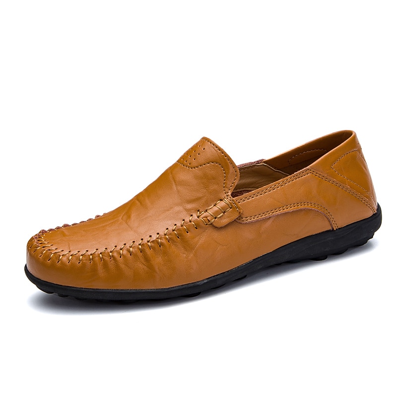 Men's Leather Slip-On Loafers – Casual Moccasin Driving Shoes for Office, Travel & Daily Wear