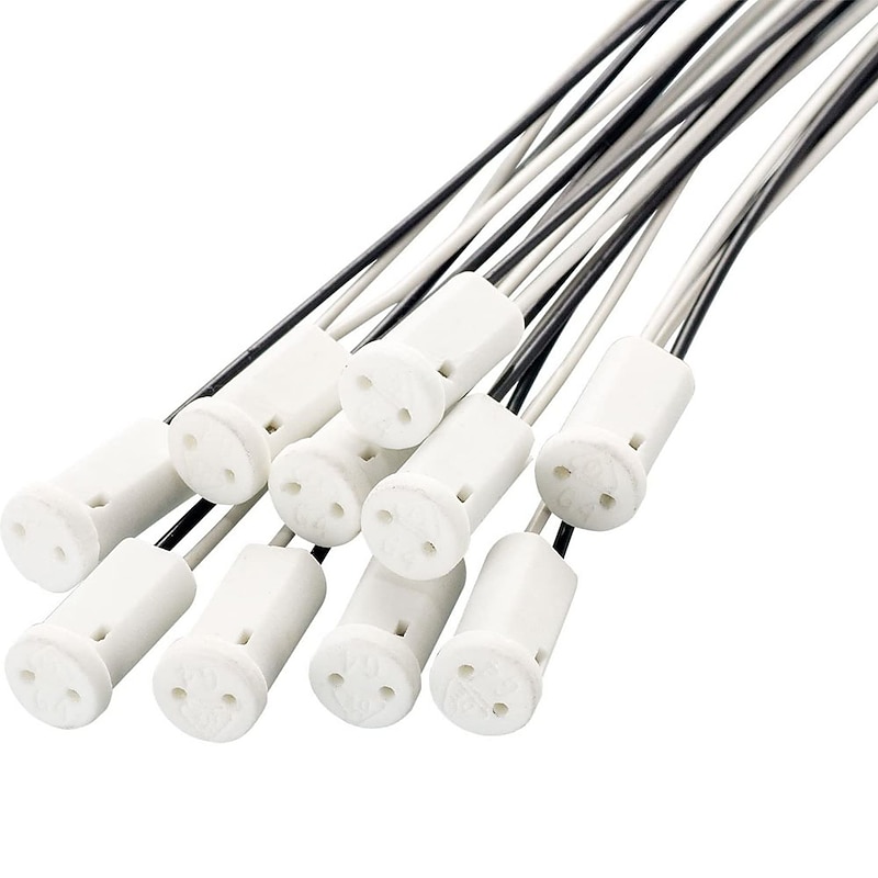 10pcs 20 cm G4 MR11 MR16 DIY Bulb Accessory Ceramic Light Bulb Socket White
