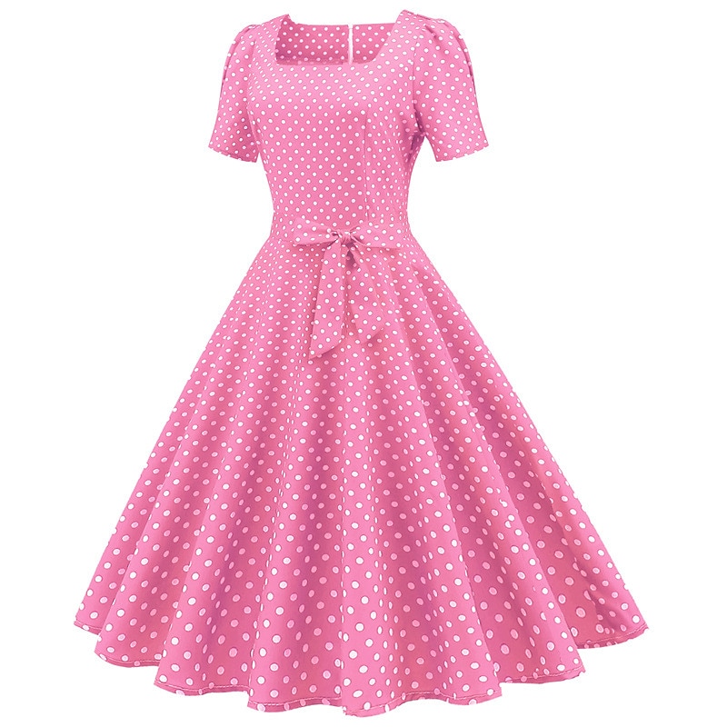 Polka Dots 1950s Grease Outfits Cocktail Dress Dress Rockabilly Flare Dress Polka Dot Square Neck Fancy Dress Women's Christmas Halloween Carnival Vacation Homecoming Prom Adults' Dress2
