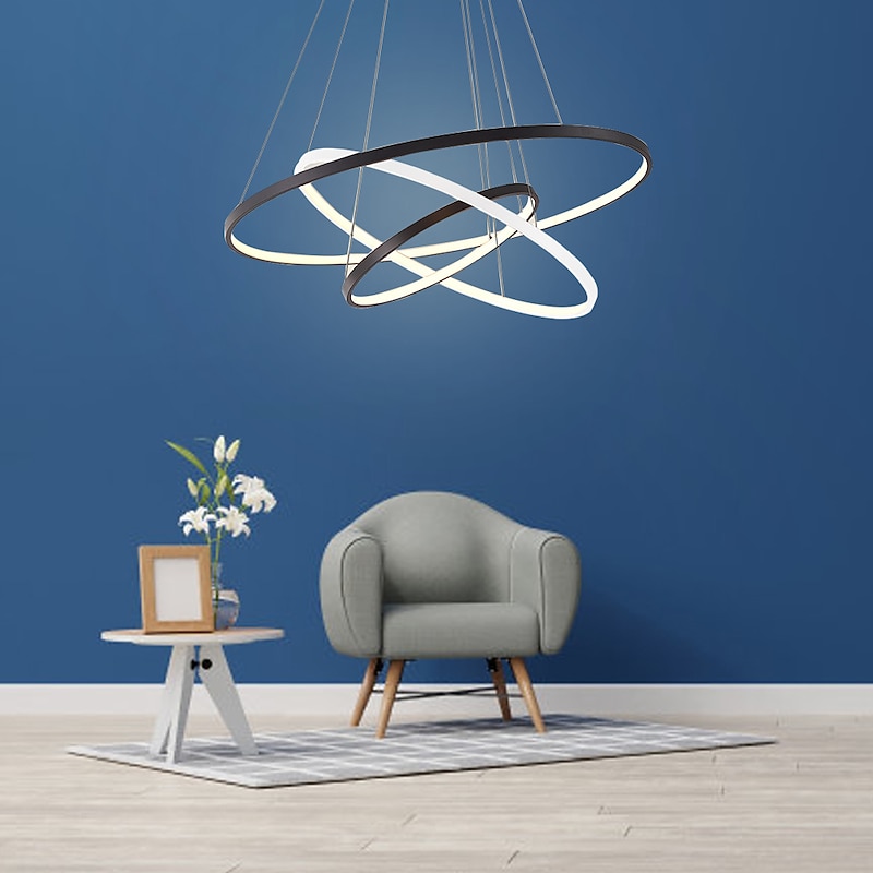 LED Pendant Light Ring Circle Design Modern Black White Oreo Design 204060 cm Dimmable Chandelier Aluminum Sputnik Zinc Alloy 110-120V 220-240V