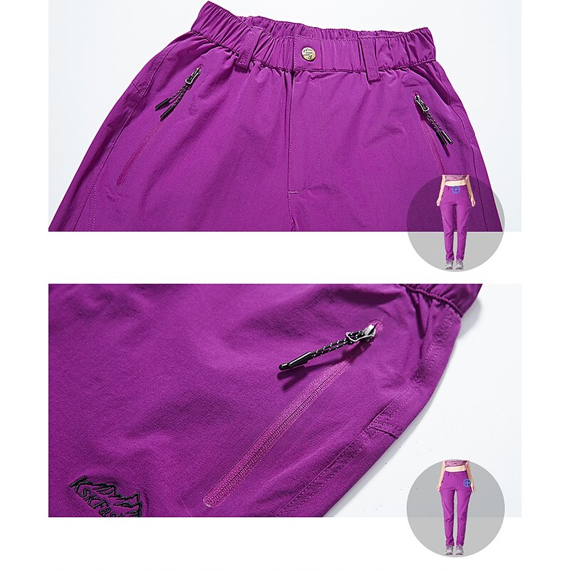 Women's Convertible Zip Off Pants Hiking Pants Trousers Patchwork Summer Outdoor Skin Friendly Ultra Light (UL) Quick Dry Multi Pockets Pants / Trousers Black Rose Red Spandex Work Hunting Fishing M 6