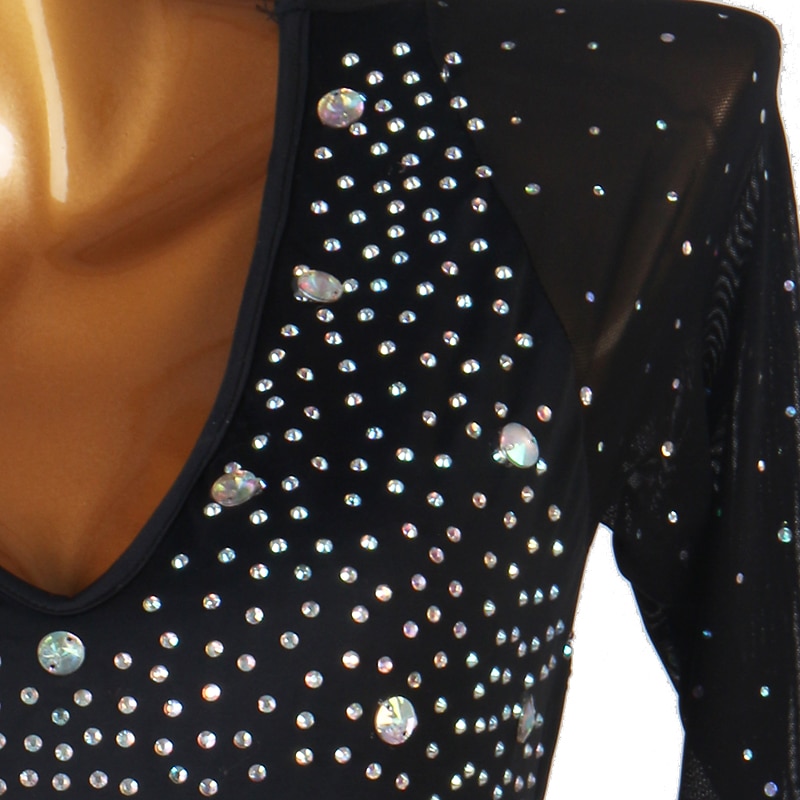 Latin Dance Dress Tassel Crystals / Rhinestones Women's Performance Long Sleeve Spandex3