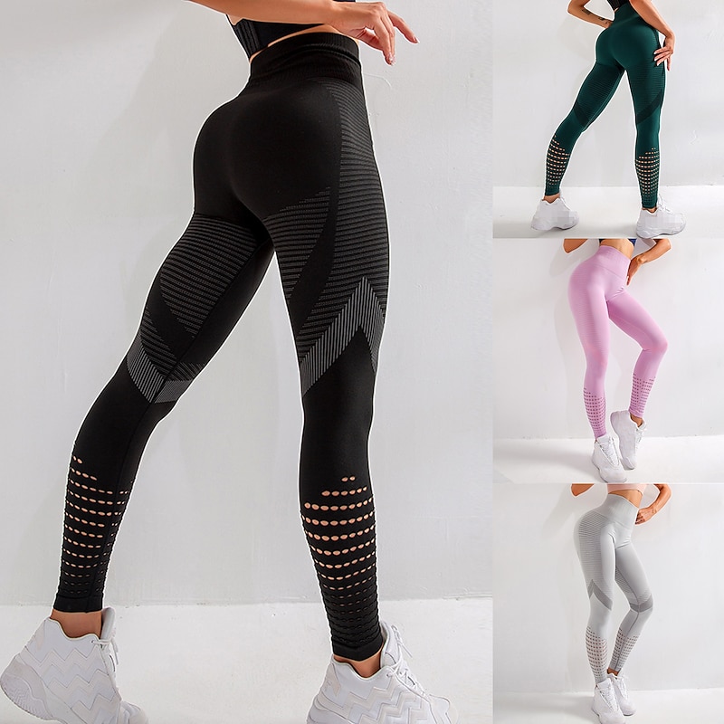 Women's Running Tights Leggings Compression Pants Mesh High Waist Base Layer Sports & Outdoor Athletic Winter Tummy Control Butt Lift Quick Dry Fitness Gym Workout Running Sportswear Activewear Solid3