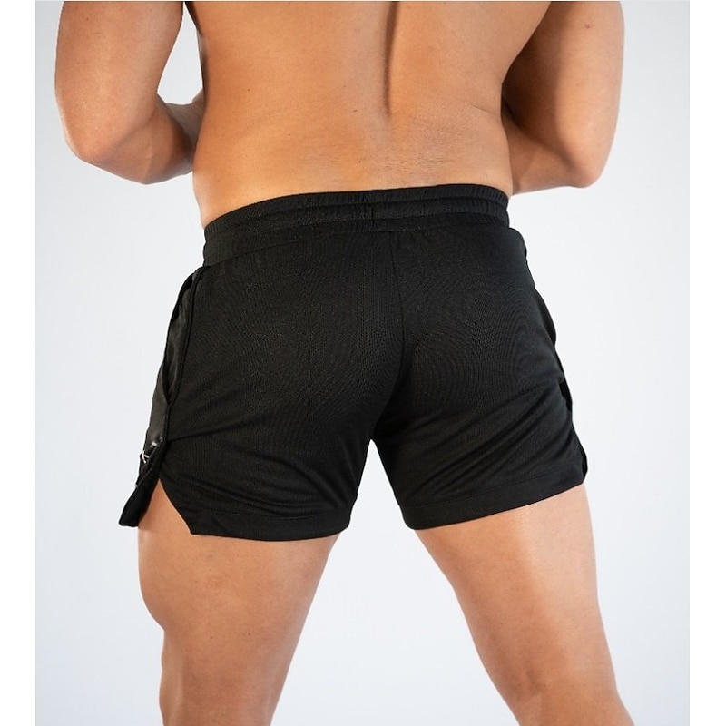 Men's Athletic Shorts 3 inch Shorts Workout Shorts Short Shorts Running Shorts Drawstring Sporty Solid Colored Breathable Quick Dry Short Fitness Gym Sports Sports & Outdoors Black White Micro-elastic4