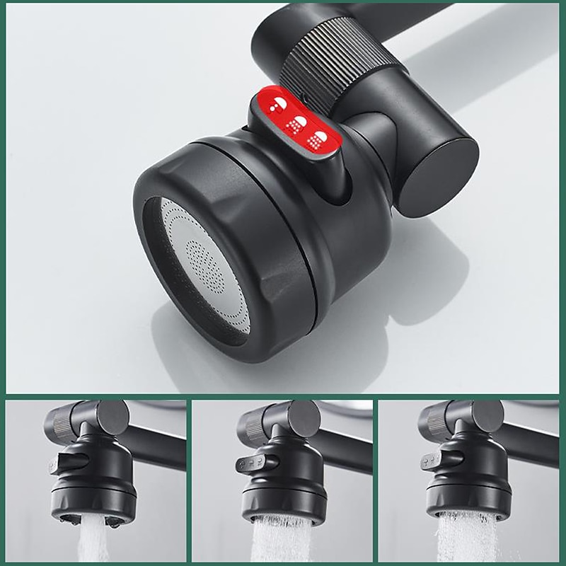 Bathroom Sink Faucet,Brass 360 Degree Rotating Liftable 3-Type Outlet Multi-Function Single Handle One Hole Bath Taps（Matte Black/Chrome）2