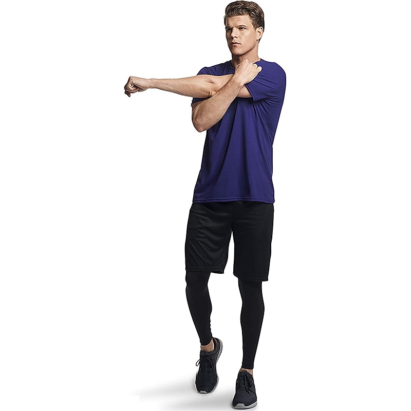 Men's T Shirt Moisture Wicking Shirts Short Sleeve Round Neck All Seasons Plain Basic Casual Royal blue 1 Black White Top Tee for Men4