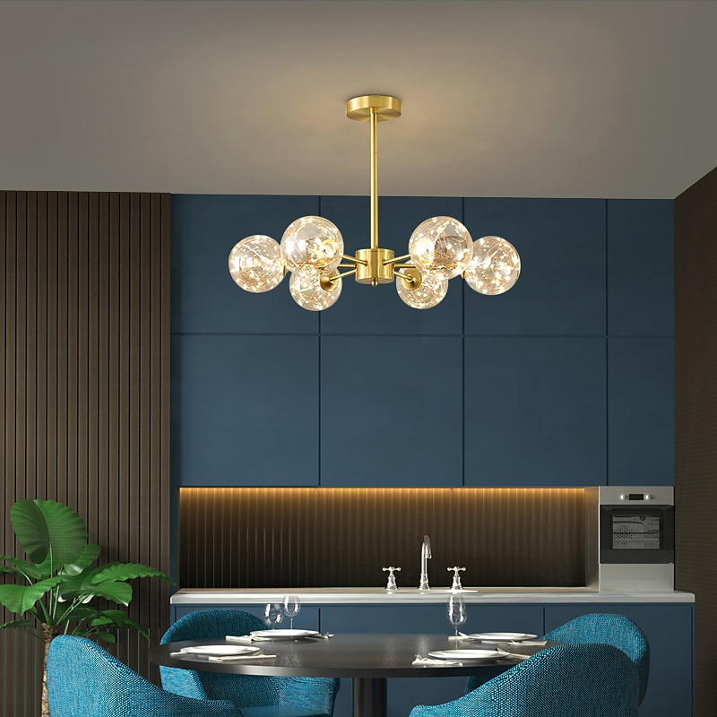 LED Pendant Light Chandelier Gold Modern Globe Design 6/8/12 Heads Copper Globe Brass 110-120V 220-240V3