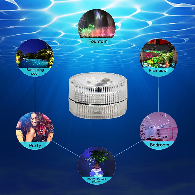 Submersible LED Lights 10pcs LED RGB Waterproof Underwater Light Remote Controller Outdoor Battery Submersible Light For Wedding Tub Pond Pool Bathtub Aquarium Party Vase Decoration2