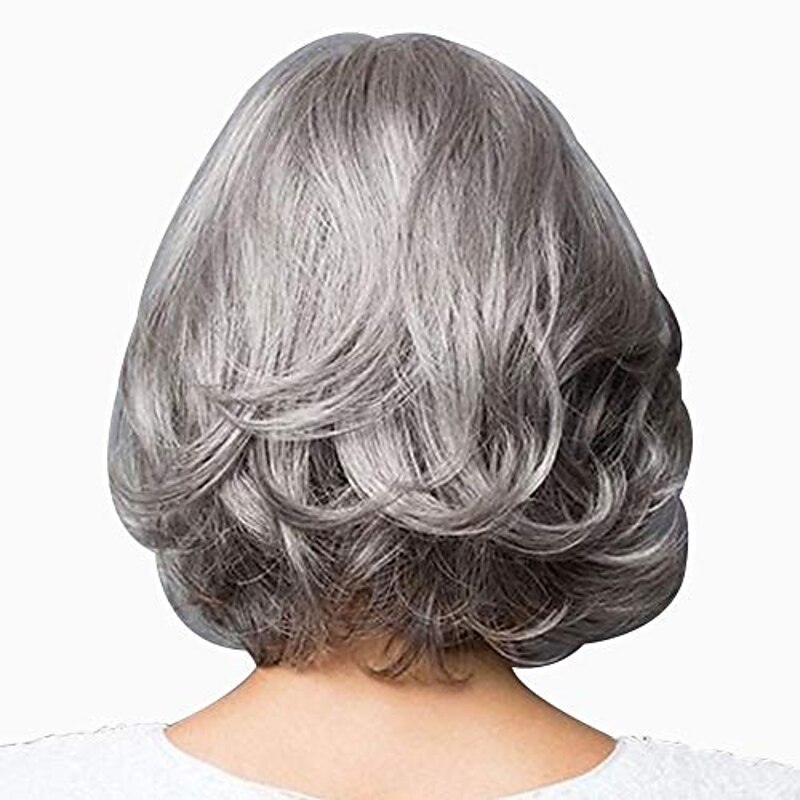 Gray Wigs for Women Silver Grey Short Curly Wigs, 12 Inch Bob Curly Silver Grey Wig (Silver Grey)2