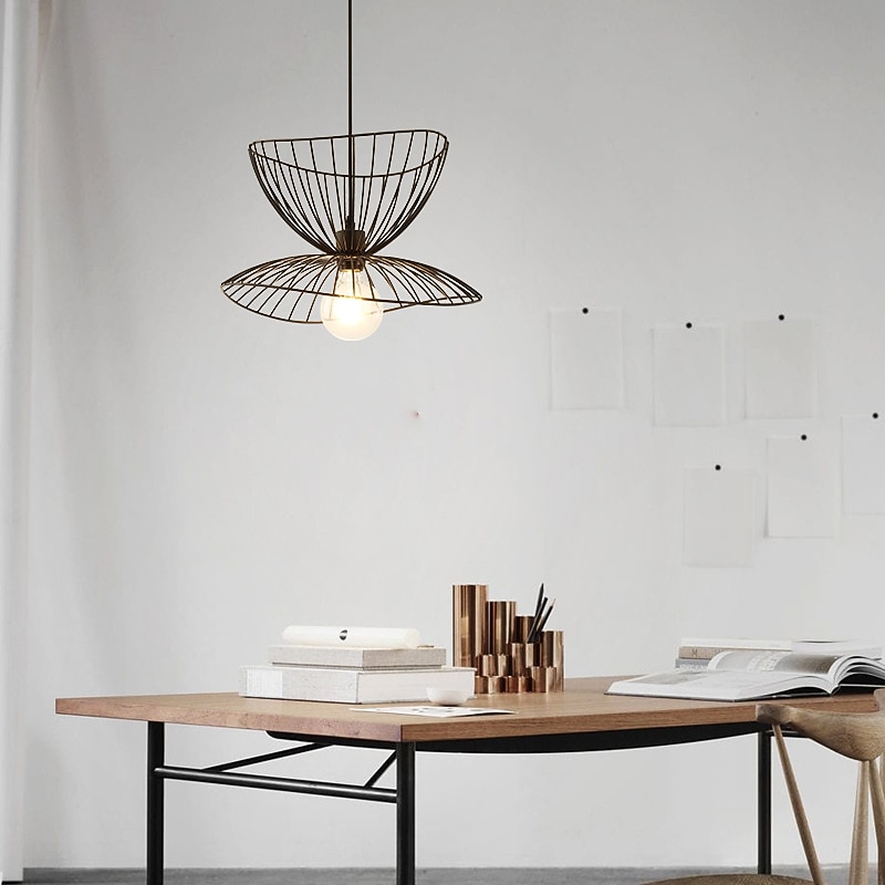 LED Pendant Light Bedside Light Black Gold 45 cm Retro Pendant Light Metal Vintage Style Iron Hat Painted Bedroom Dining Room Living Room Lights DIY Lights3