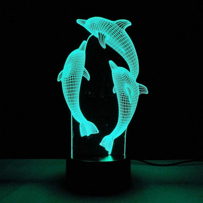 3D Dolphin Night Light 16 Colors Porpoise Bedside Lamp with Remote Control Birthday Gift for Child Baby Girl4
