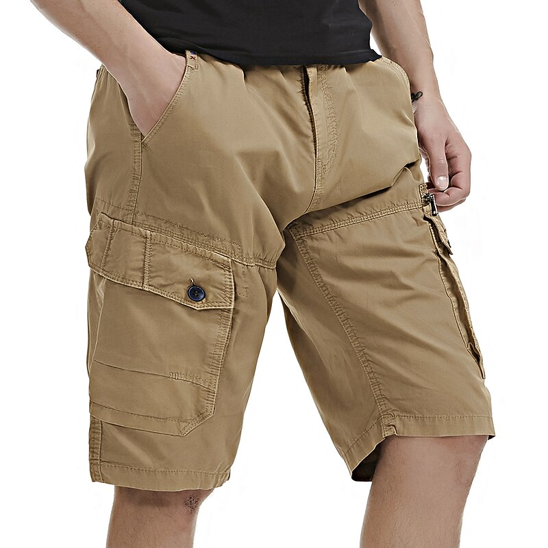 Men's Cargo Shorts Hiking Shorts Tactical Shorts Military Summer Outdoor Relaxed Fit 10" Ripstop Skin Friendly Quick Dry Multi Pockets Shorts Bottoms Knee Length Zipper Pocket Lake blue Black Cotton4