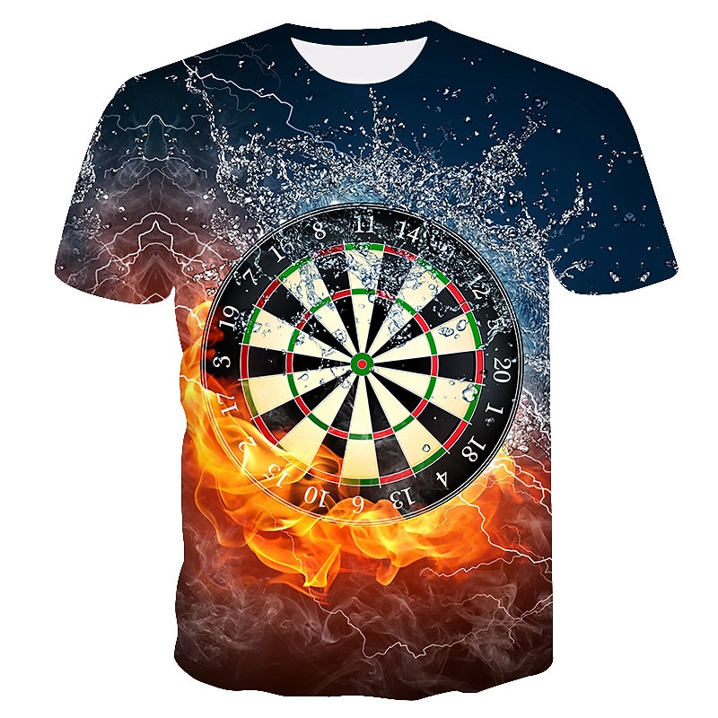 Men's Unisex Graphic Prints Darts T Shirt Tee Short Sleeve T shirt 3D Print Round Neck Shirt Fashion Designer Basic Casual Daily Holiday Blue Spring & Summer Clothing Apparel Plus Size S M L XL XXL2